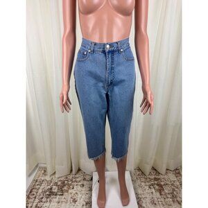 Vintage Newport News Jeanology High Rise Cropped Capri Frayed Hem Denim Jeans 10